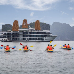 La Regina Legend Halong Bay Luxury Cruises sailing through Halong Bay