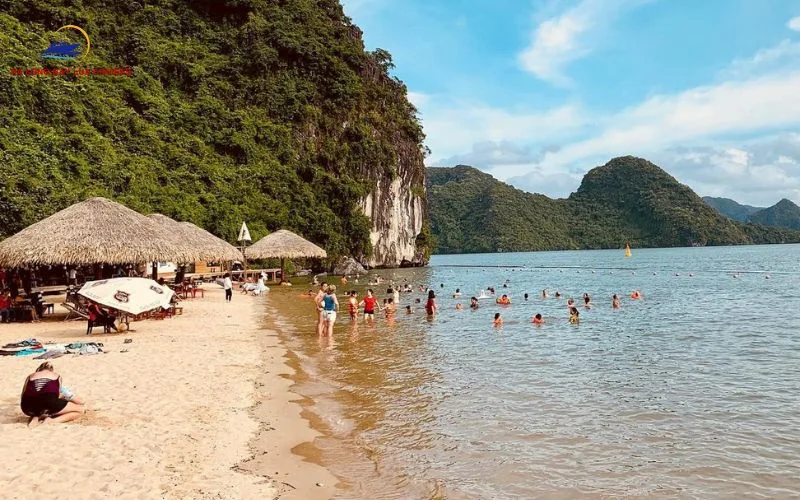 Swimming at the beaches on the bay.