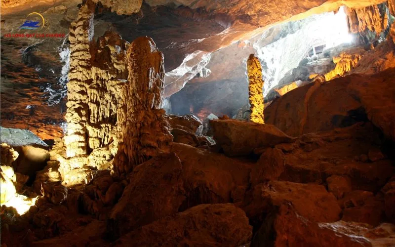 The shimmering stalactites and unique limestone formations create a distinctive beauty