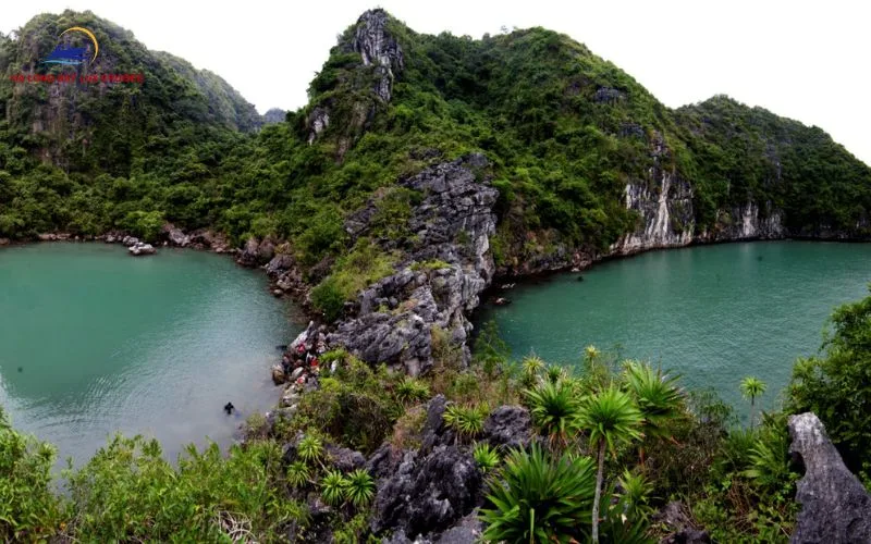The shape of three mountain ranges rising in the middle of the bay