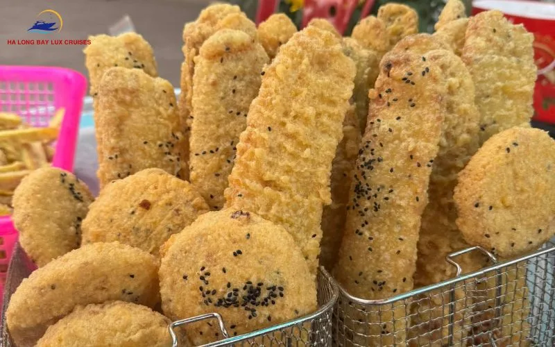 Sweet potato cakes, corn cakes, and banana cakes