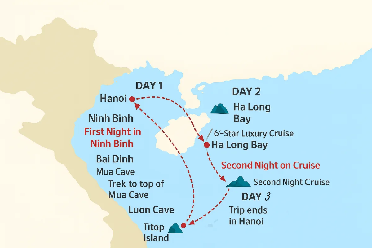 3 Day Hanoi – Ninh Binh – Ha Long Bay 6-Star Cruise
