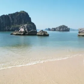 Swimming at Bai Chay beach