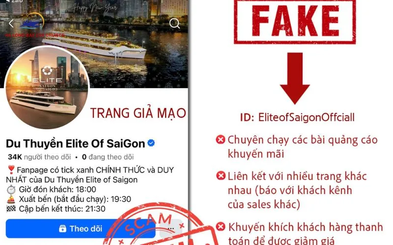 Fake websites and fan pages of reputable cruise lines